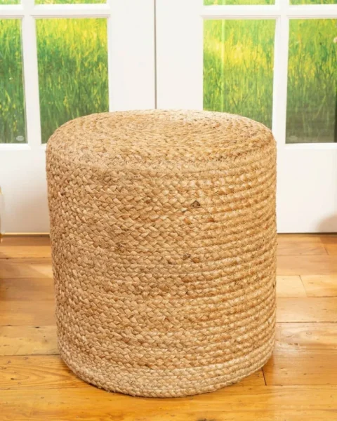 Braided Jute Ottoman Pouffe