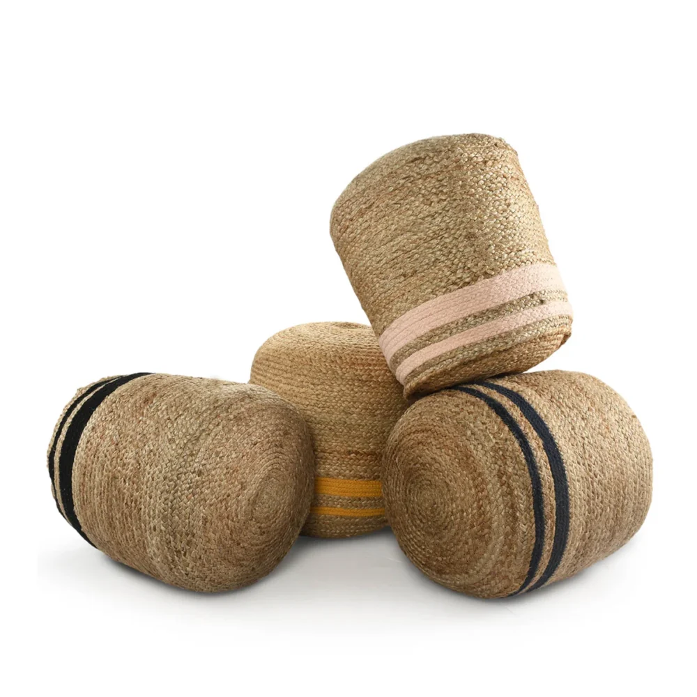 Sonia Collections Natural Jute Pouf Cover for Stylish Living Room Decor