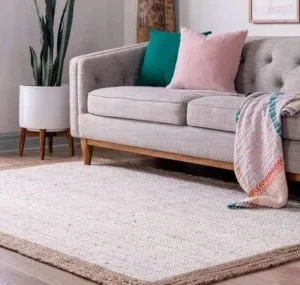 Artisan Jute Rug Beige Border | Eco Decor for Living Room