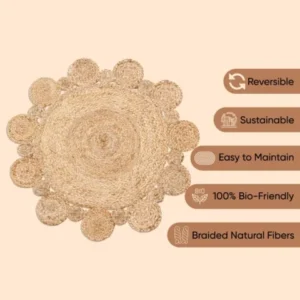 Eco-Friendly India-Made Sisal Rug for Sustainable Homes 2' x 2' feet
