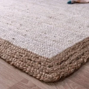 Artisan Jute Rug Beige Border | Eco Decor for Living Room