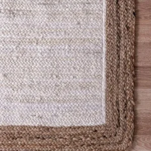 Artisan Jute Rug Beige Border | Eco Decor for Living Room