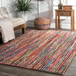 Handwoven sisal and chindi rug 9x12 multicolor eco jute carpet USA