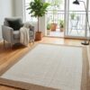 sonia Artisan Jute Rug Beige Border | Eco Decor for Living Room