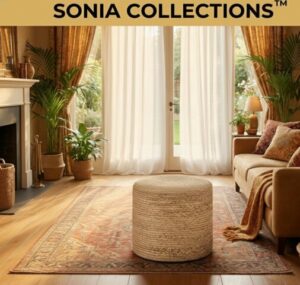 Braided Jute Ottoman Pouffe