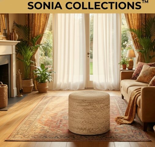 Braided Jute Ottoman Pouffe
