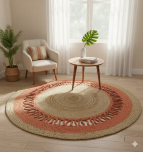 Natural Jute Round Rug – Eco-Friendly Artisan Mat | Sonia Collections™