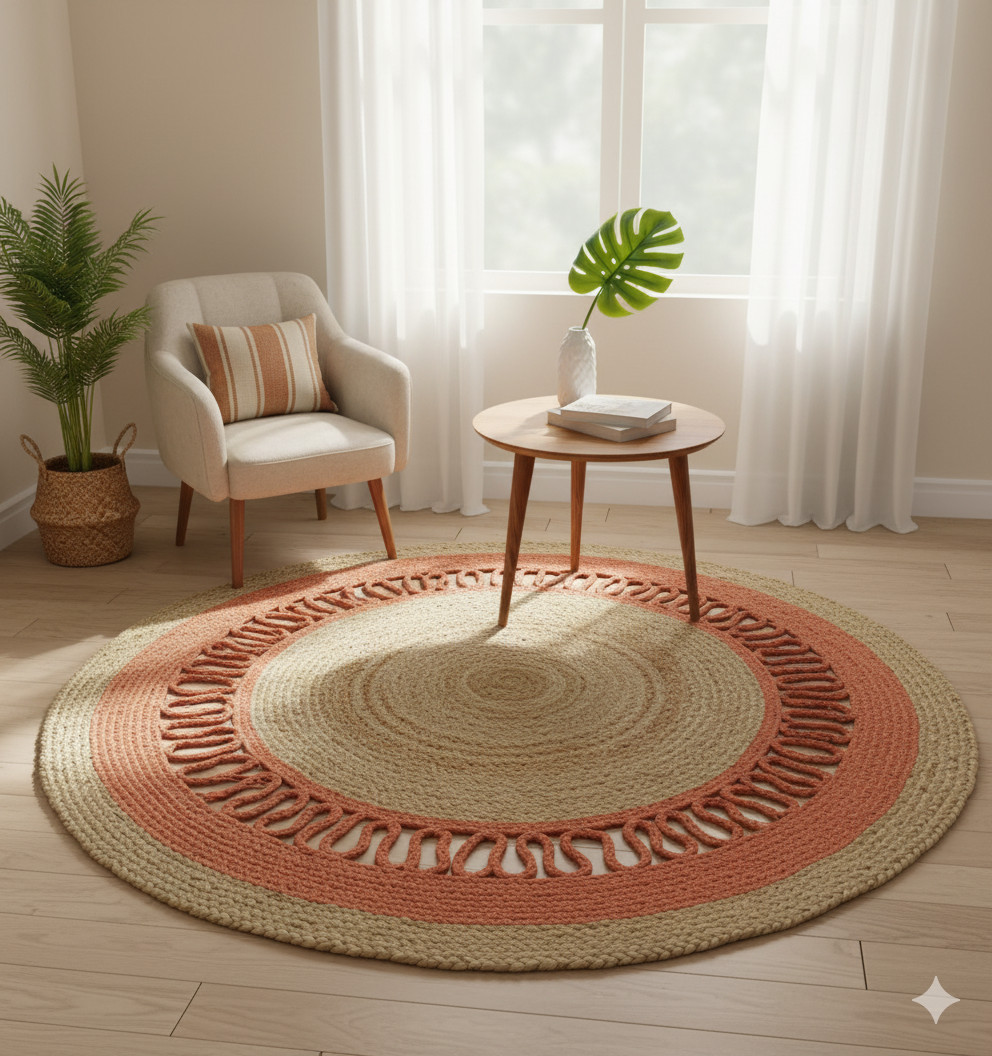 Natural Jute Round Rug – Eco-Friendly Artisan Mat | Sonia Collections™