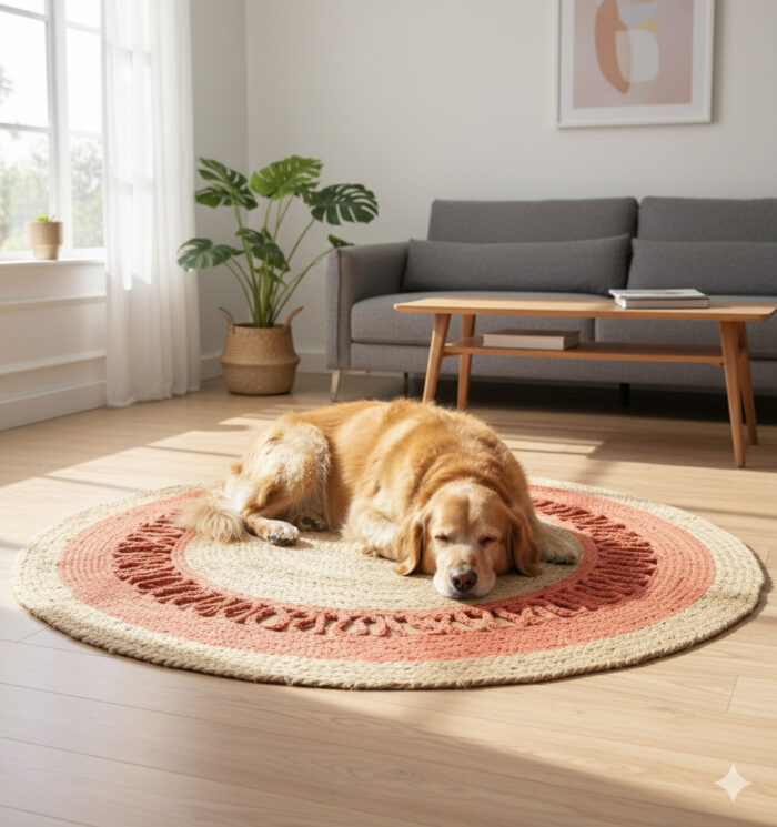 Natural Jute Round Rug – Eco-Friendly Artisan Mat | Sonia Collections™