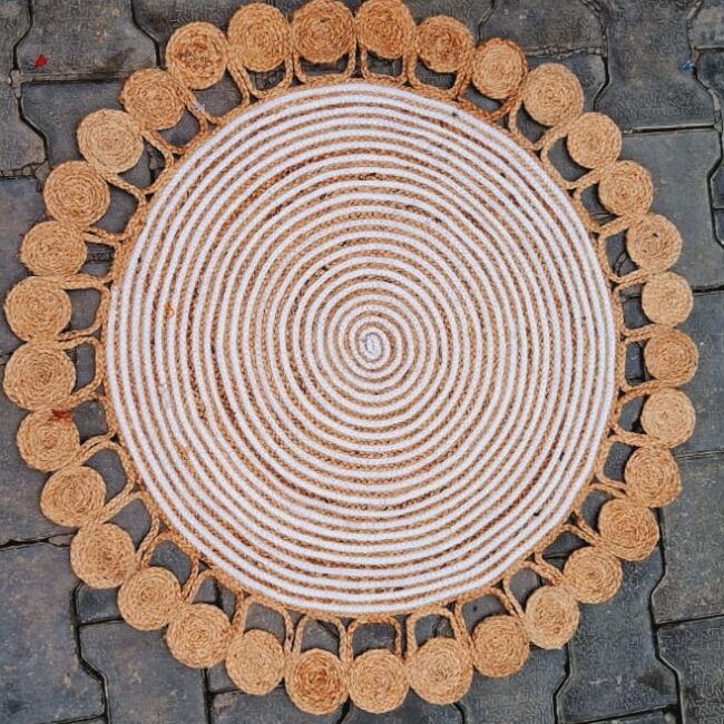 SONIA COLLECTIONS Handcrafted Round Jute Rug – Natural Braided Elegance for Cozy Spaces