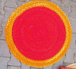 Handwoven Round Chindi & Jute Rug – Vibrant Artisan Comfort for Every Room