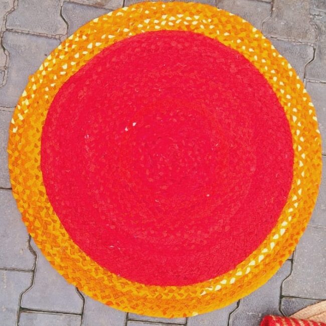 Handwoven Round Chindi & Jute Rug – Vibrant Artisan Comfort for Every Room