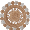 Round Natural Jute Rug – Floral Scalloped Charm for Cozy Interiors