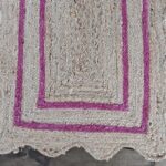 Floral Scalloped Round Jute Rug – Natural Fiber Area Rug for Cozy Living Room & Bedroom Decor