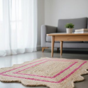Jute Rug – Natural Fiber Area Rug for Cozy Living Room & Bedroom Decor
