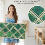 Green Diamond Jute Mat – Handwoven Artisan Texture | Sonia Collections™