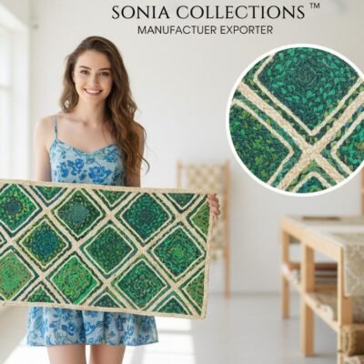 Gemini_Generated_Image_4audeh4audeh4aud (1) Green Diamond Jute Mat – Handwoven Artisan Texture | Sonia Collections™