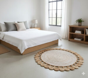 Handcrafted Round Jute Rug – Natural Braided Elegance for Cozy Spaces
