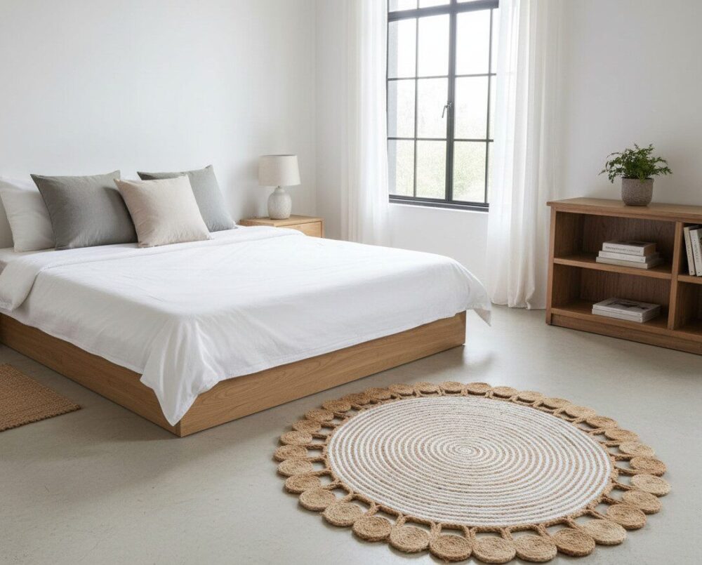 Handcrafted Round Jute Rug – Natural Braided Elegance for Cozy Spaces