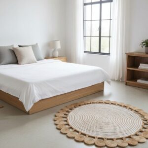 Handcrafted Round Jute Rug – Natural Braided Elegance for Cozy Spaces