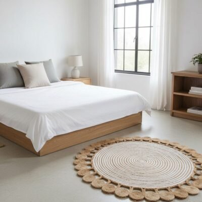 Handcrafted Round Jute Rug – Natural Braided Elegance for Cozy Spaces