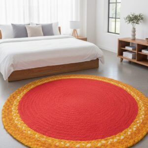 Handwoven Round Chindi & Jute Rug – Vibrant Artisan Comfort for Every Room