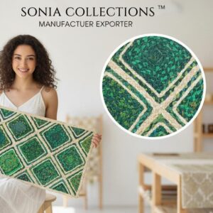 Green Diamond Jute Mat – Handwoven Artisan Texture | Sonia Collections™