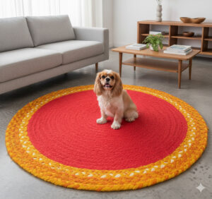 Handwoven Round Chindi & Jute Rug – Vibrant Artisan Comfort for Every Room
