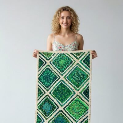 Gemini_Generated_Image_obhxzaobhxzaobhx Green Diamond Jute Mat – Handwoven Artisan Texture | Sonia Collections™
