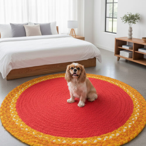 Handwoven Round Chindi & Jute Rug – Vibrant Artisan Comfort for Every Room