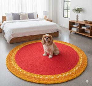 Handwoven Round Chindi & Jute Rug – Vibrant Artisan Comfort for Every Room