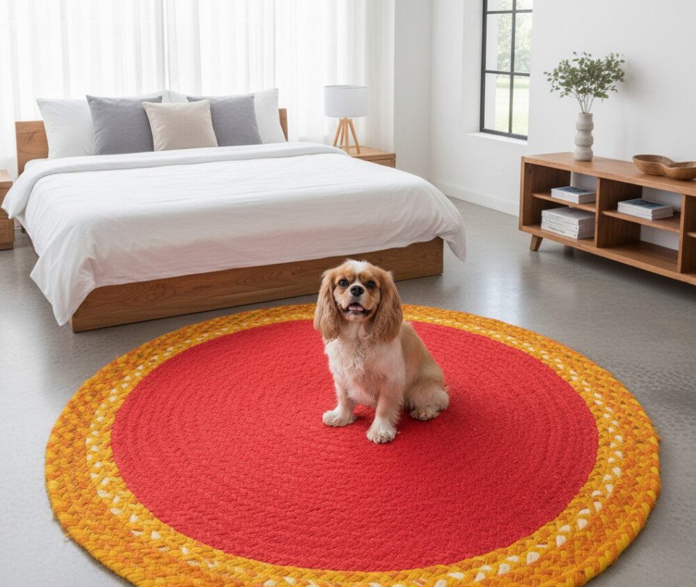 Handwoven Round Chindi & Jute Rug – Vibrant Artisan Comfort for Every Room