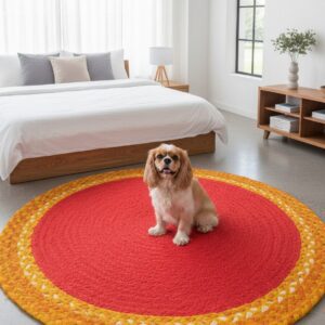 Handwoven Round Chindi & Jute Rug – Vibrant Artisan Comfort for Every Room