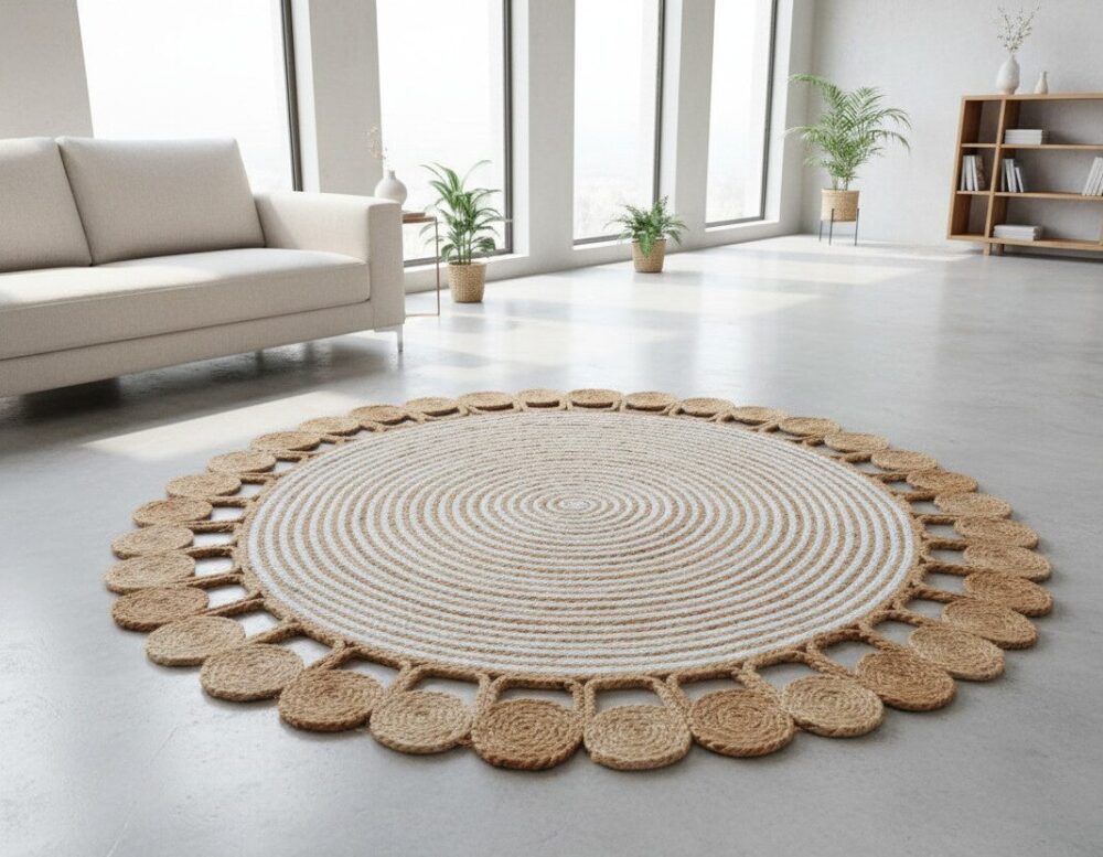 Handcrafted Round Jute Rug – Natural Braided Elegance for Cozy Spaces
