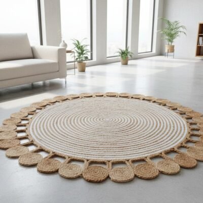 Handcrafted Round Jute Rug – Natural Braided Elegance for Cozy Spaces