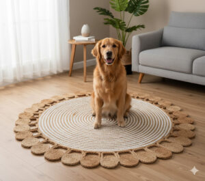 Handcrafted Round Jute Rug – Natural Braided Elegance for Cozy Spaces