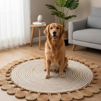 Handcrafted Round Jute Rug – Natural Braided Elegance for Cozy Spaces