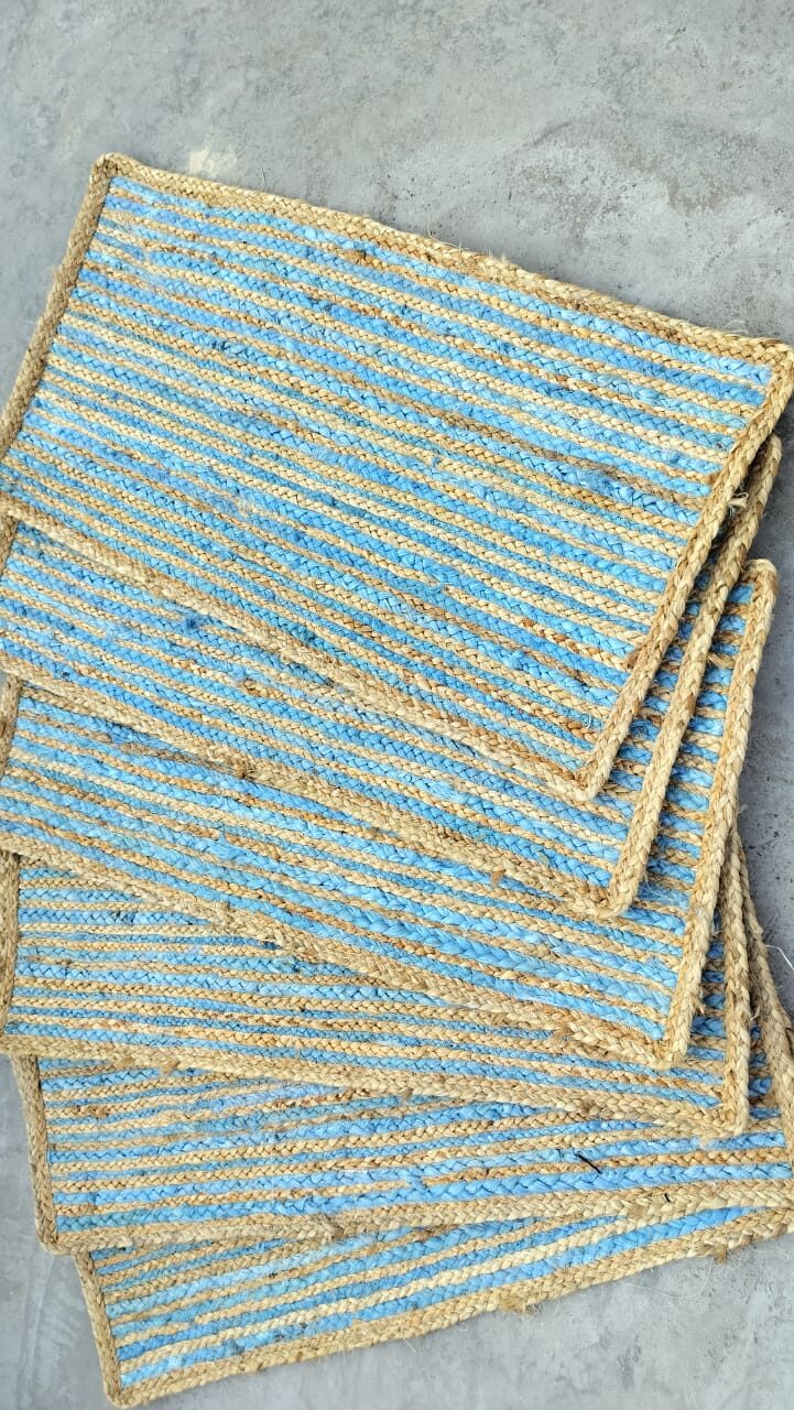 Light Blue Jute Rug – Sonia Collections™ | Handmade