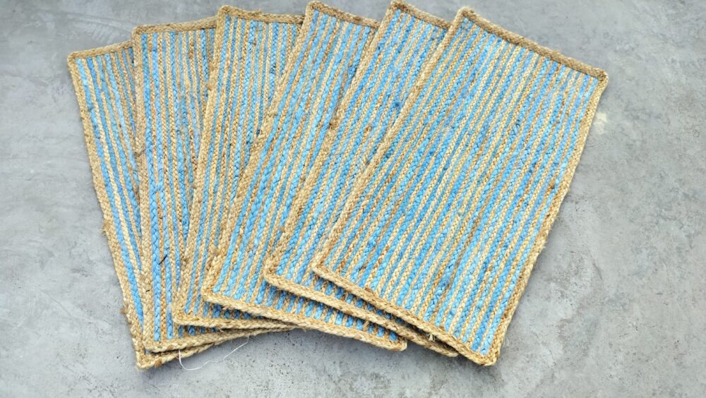Light Blue Jute Rug – Sonia Collections™ | Handmade