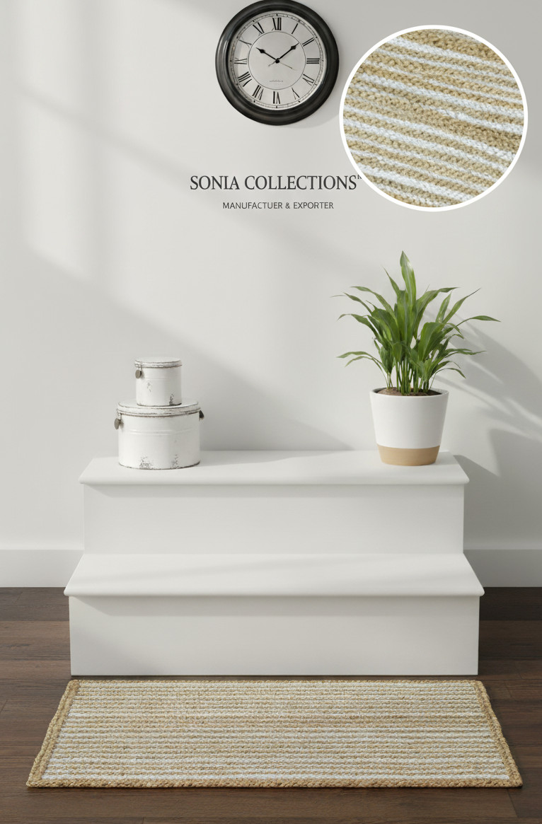 Beige White Jute Rug – Sonia Collections™ | Handmade