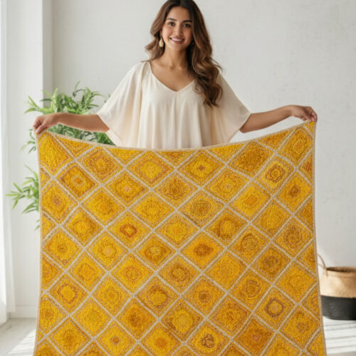 SONIA COLLECTIONS YELLOW JUTE RUGS 5 Yellow White Diamond Jute Rug – Handmade | Sonia Collections™