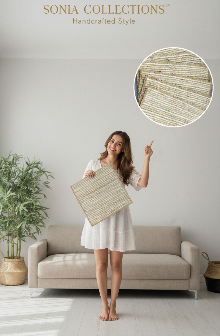 Beige White Jute Rug – Sonia Collections™ | Handmade
