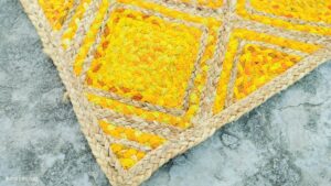 Sonia Collections y3 Yellow White Diamond Jute Rug – Handmade | Sonia Collections™