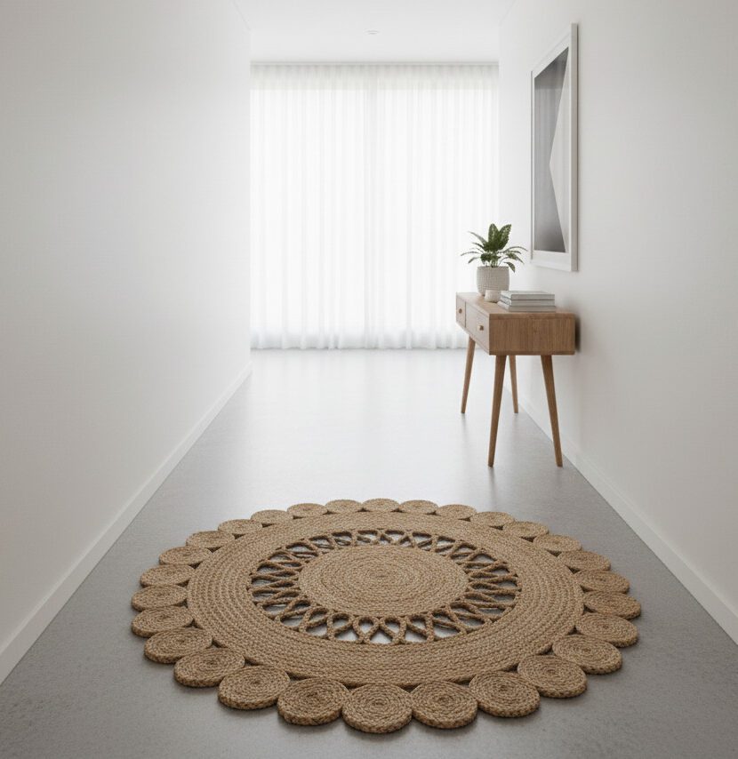 Round Natural Jute Rug – Elegant Texture for Modern Interiors