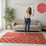 Red Diamond Jute Rug – Handwoven Geometric Mat | Sonia Collections™