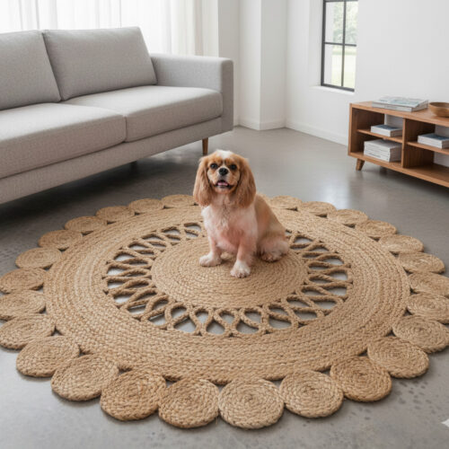 Round Natural Jute Rug – Elegant Texture for Modern Interiors