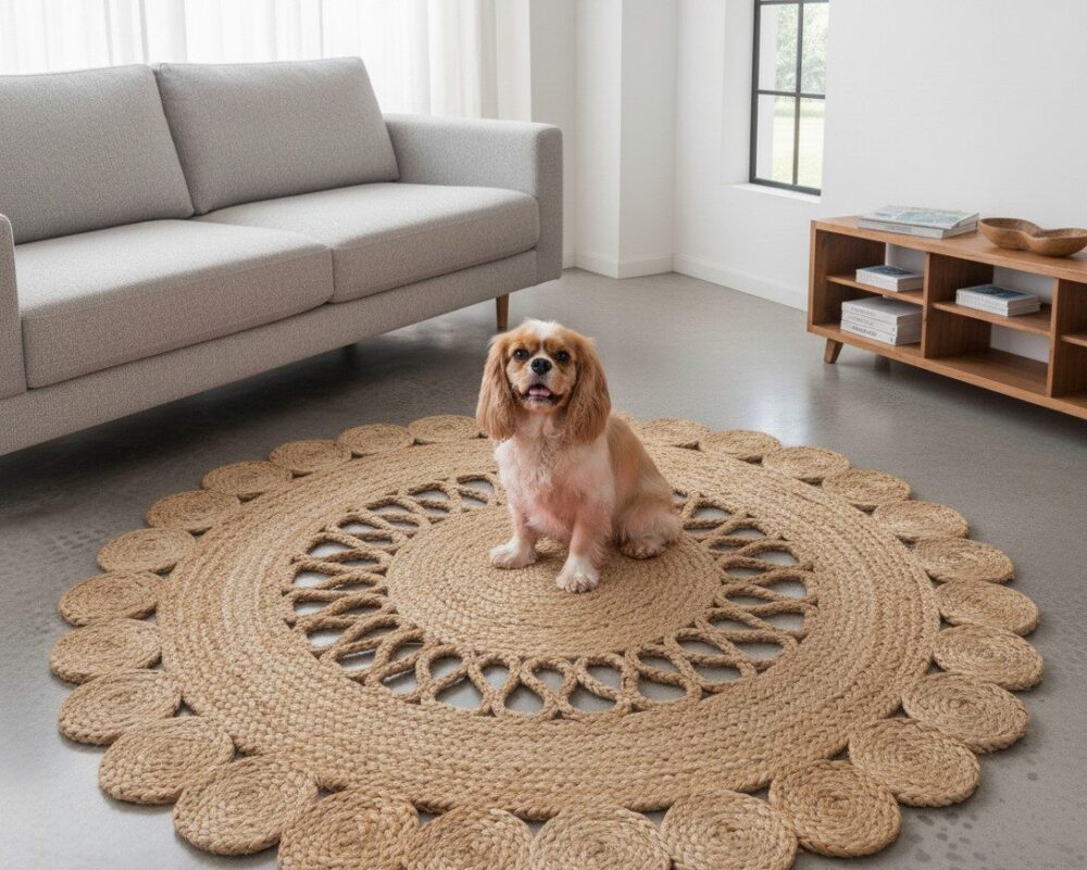 Round Natural Jute Rug – Elegant Texture for Modern Interiors