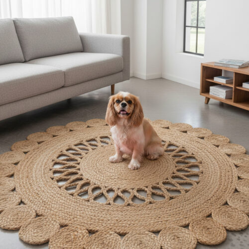 Round Natural Jute Rug – Elegant Texture for Modern Interiors