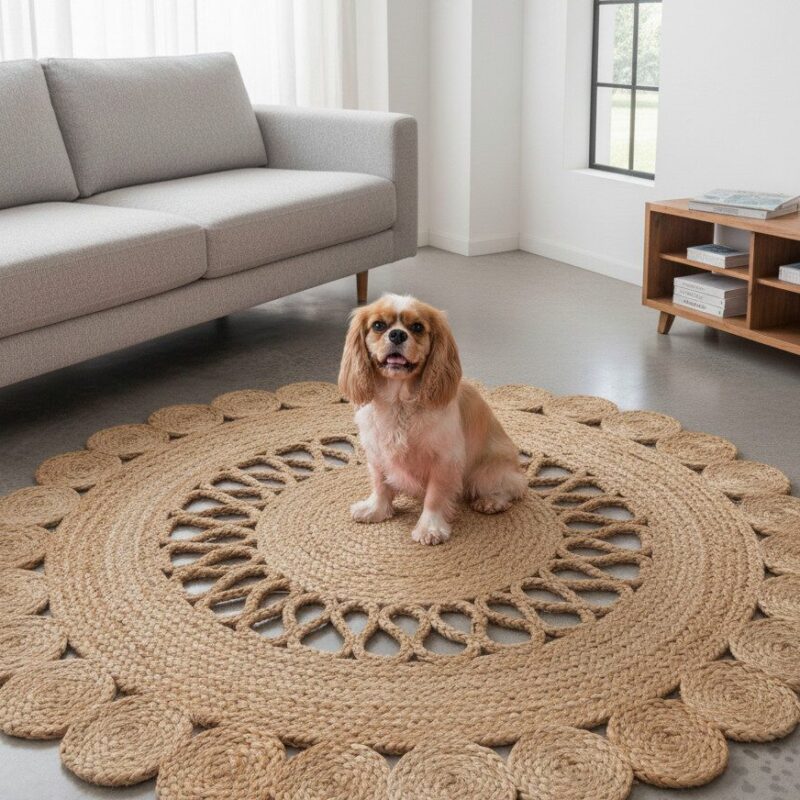 Round Natural Jute Rug – Elegant Texture for Modern Interiors