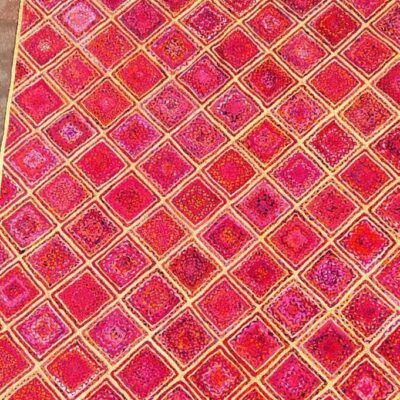 Red Diamond Jute Rug – Handwoven Geometric Mat | Sonia Collections™